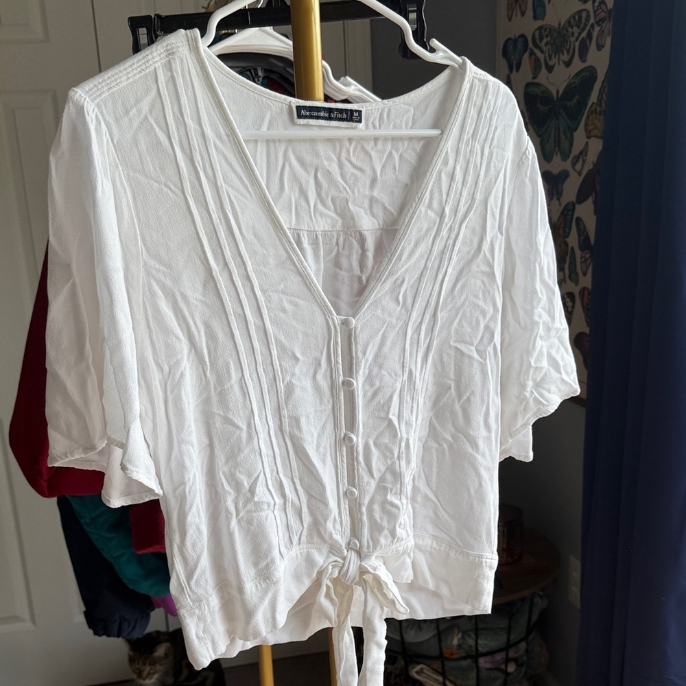 Abercrombie & Fitch White Button-Down Blouse